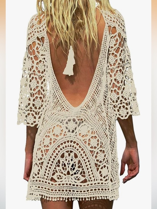 None Other - Crochet Cover-Up Dress